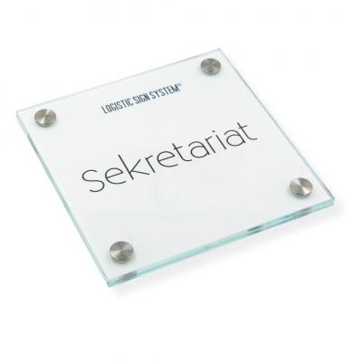 Türschild VITRUM B , Glasschild, Büroschild, 150 150 mm